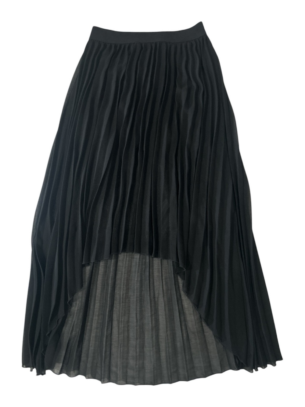 Renn Black Pleated High-Low Maxi Skirt Sz S